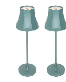 Lampy Sada 2 retro stolových lámp minerálna modrá nabíjateľná IP44 - Granny