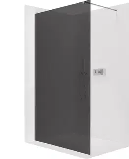 Sprchové dvere CERANO - Sprchová zástena Walk-in Onyx Cube Ľ/P - 8 mm - hranatá vzpera - chróm, grafitové sklo - 30x200 CER-8050BD71924
