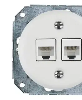 Predlžovacie káble Bohemia-Design - Porcelánová retro ethernetová zásuvka bez rámčeka 2x CAT.5E biela 12359363