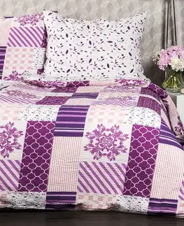 Obliečky 4Home Krepové obliečky Patchwork violet, 140 x 200 cm, 70 x 90 cm