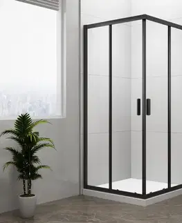 Sprchové dvere POLYSAN - EASY BLACK štvorcová sprchová zástena 800x800, číre sklo EL5215B