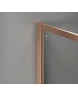 Sprchové dvere MEXEN/S - Kyoto-F Sprchová zástena WALK-IN s rámom 145 x 100, transparent 8 mm, meď kartáčovaná 800-145-202-04-65-100