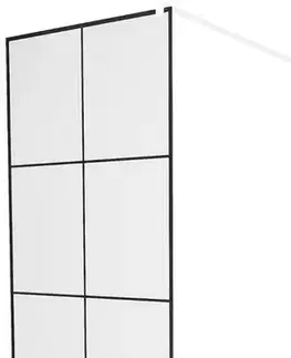 Sprchové dvere MEXEN/S - KIOTO Sprchová zástena WALK-IN 70 x 200, transparent/čierny vzor 8 mm, biela 800-070-101-20-77