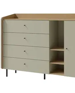 Komody do spálne Komoda Alessio AE7 4S1D Eukalyptus/Dub Baltic