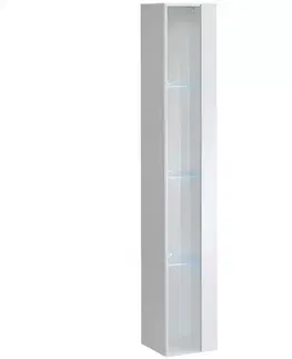 Vitríny v podkrovnom štýle Závesná skrinka Switch Sklo WW1 Biely + LED