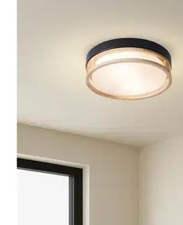 Svietidlá BRILAGI - Stropné svietidlo ORINO 2xE27/40W/230V pr. 27 cm čierna/dub BRI868