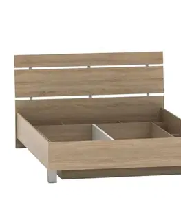 Postele KONDELA Luna 160 posteľový rám s úložným priestorom dub