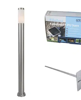 Zahradne stlpove lampy Vonkajšia lampa na stĺp oceľ 110 cm IP44 - Rox s uzemňovacím kolíkom a káblovou objímkou
