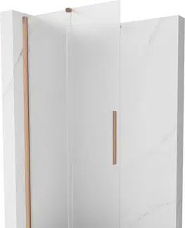 Sprchové dvere MEXEN/S - Velar Sprchová zástena posuvná Walk-in 75 x 200, dekor 8 mm, meď kartáčovaná 871-075-000-33-65