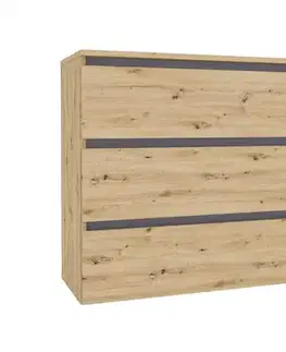 Komody a skrinky LIFE šuplíková komoda 1600, Oak Artisan / Grafite grey