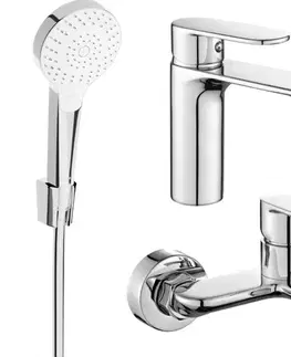 Kúpeľňové batérie MEXEN/S - Milo R05 SET umývadlová batéria + vaňová s príslušenstvom, chróm 71303R05-00