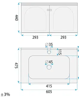 Kúpeľňový nábytok REA - Súprava kúpeľňového nábytku s umývadlom Denver 60cm Grey REA-M0010