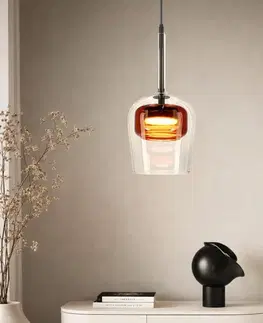 Stropná svetla Lampa wisząca Glaxi szklana klosz transparentny i brązowy 1xGX53 nad stół