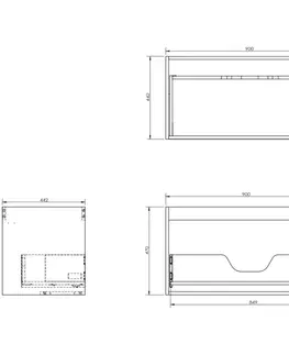 Kúpeľňový nábytok MEXEN/S - Orio kúpeľňová skrinka pod umývadlo 90, 1 šuplík, grafit mat 91A10-09047-1-BF66