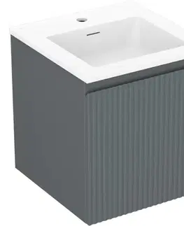 Kúpeľňový nábytok MEXEN/S - Rivel kúpeľňová skrinka 45 cm s umývadlom Otis, 1 šuplík, reliéf, grafit mat/biela mat 91A20-04547-1-BF66-W18M01