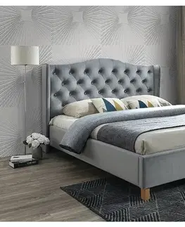 Manželské postele ASPENA VELVET čalúnená posteľ 160, šedý zamat