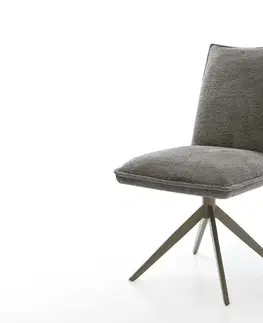 Jedálenské stoličky DELIFE Jedálenská stolička Lelio-Flex bouclé mäkký tmavobéžová krížová podstava široký titánová farba 360° otočný hojdacia funkcia vrecková pružina