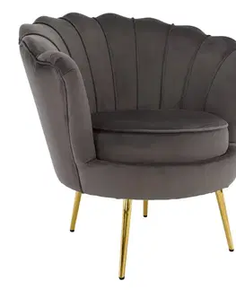 Kreslá KONDELA Nobleo kreslo sivohnedá (Velvet) / zlatá
