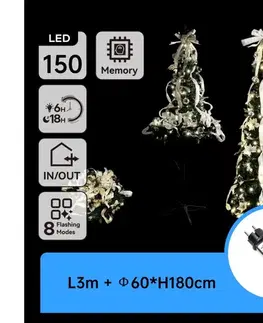 Vianočné dekorácie  B.V.  - LED vonkajší vianočný stromček 150xLED/230V 1,8m IP44 biela/zlatá studená biela B10303ABAO