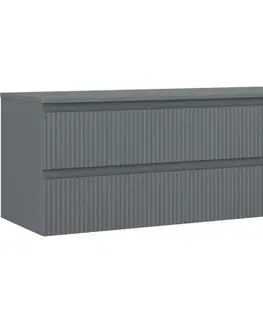 Kúpeľňový nábytok MEXEN/S - Rivel kúpeľňová skrinka pod umývadlo 120 cm s doskou, 2 zásuvky, reliéf, grafit mat 91A20-12047-2-BFFC66