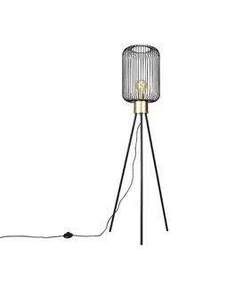 Stojace lampy Dizajnová stojaca lampa čierna so zlatom - Mayelle