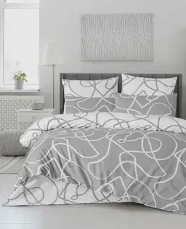 Obliečky Obliečky bavlnené Merlot sivé TiaHome - 2x Vankúš 90x70cm, 1x Paplón 200x220cm