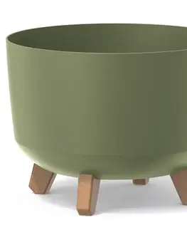Kvetináče a truhlíky NABBI DGRL350 plastový kvetináč na nožičkách 33,9 cm zelená