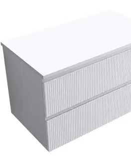 Kúpeľňový nábytok CERANO - Kúpeľňová skrinka Carole + doska pod umývadlo Navira Slim - 18 mm - biela matná ryhovaná - 80x49,8x46 CER-016383