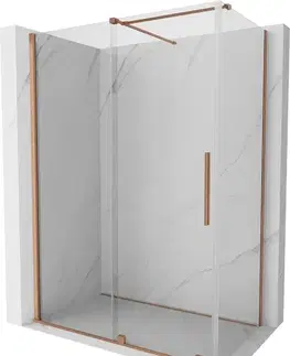 Sprchovacie kúty MEXEN/S - Velár sprchovací kút 140 x 75, transparent, kartáčovaná meď 871-140-075-01-65