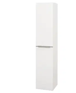 Kúpeľňový nábytok Mereo Mailo, kúpeľňová skrinka vysoká 170 cm, biela, elox AL madlo CN514LPN