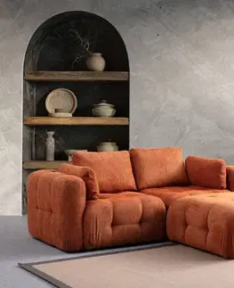 Sedacie súpravy Rohová sedacia súprava / Rohová pohovka Amaris 2 Seater With Pouffe - Orange