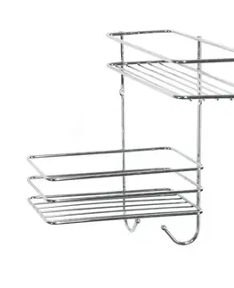 Kúpeľňový nábytok Kinekus Polička kúpeľňová 2-poschodová + 2 vešiaky, drôt 26,5x26,5x31cm
