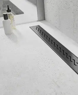 Sprchovacie kúty MEXEN/S - Flat 360° M18 podlahový žľab otočný 100, čierny 1723100-40