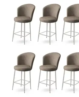 Barové stoličky Bar Stool Set (6 Pieces) Alte - Cappuccino, Chrome