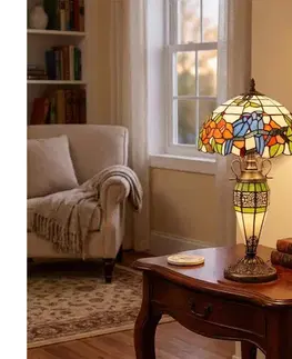 Lampy BRILAGI - Tiffany vitrážová stolná lampa JUNGLE 1xE27/60W/230V + 1xE14/40W BRT-12003E
