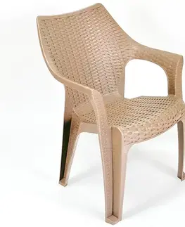 Záhradné plastové kreslá Béžová plastová stolička Ratan