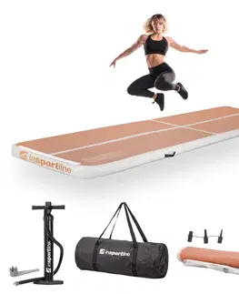Žinenky Airtrack inSPORTline Airstunt 400x100x10 cm mocha mousse s ručnou pumpou