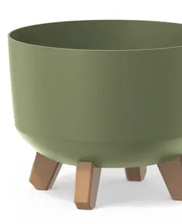 Kvetináče a truhlíky NABBI DGRL240 plastový kvetináč na nožičkách 23,8 cm zelená