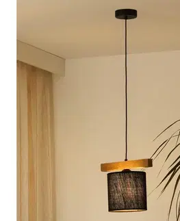 Svietidlá BRILAGI - Luster na lanku FOREST 1xE27/15W/230V borovica/čierna 5903240292233