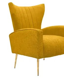 Kreslá KONDELA Baret relaxačné kreslo žltá