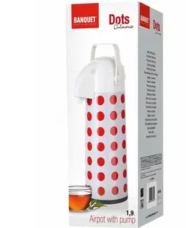Termosky a termohrnčeky BANQUET termoska s pumpou Culinaria dekor bodkami OK 1,9l