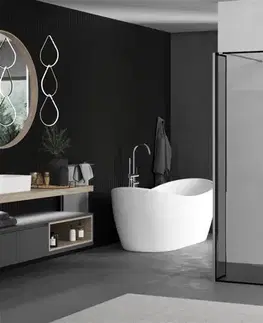 Sprchové dvere MEXEN/S - Kioto Sprchová zástena WALK-IN voľne stojaca 90 x 30 x 30, čierny vzor, chróm 800-090-030-222-01-70-030