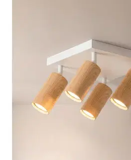 Svietidlá BRILAGI - Bodové svietidlo SELE SQUARE 4xGU10/30W/230V biela/dubový dekor WO-SELESQ-05-WHT-OEM