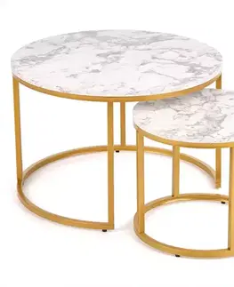 Konferenčné stolíky s úložným priestorom Konferenčný stolík Paola White Marble-Gold
