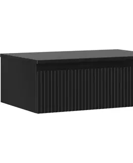 Kúpeľňový nábytok MEXEN/S - Rivel kúpeľňová skrinka pod umývadlo 70 cm s doskou, 1 šuplík, reliéf, čierna mat 91A20-07023-1-BFC71
