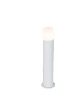 Zahradne stlpove lampy Stojanové vonkajšie svietidlo biele s opálovým tienidlom 50 cm - Odense