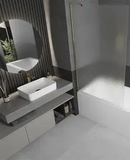 Sprchové dvere MEXEN/S - Next vaňová zástena FIX 100 x 150, mrazené sklo, zlatá 895-100-000-00-30-50