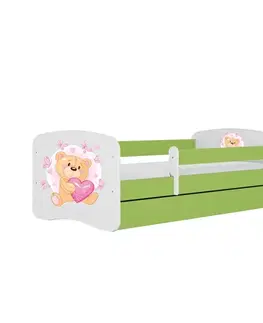 Postele pre dievčatá Detská Posteľ. Babydreams+Sz+M Zelená 80x180 Medveď s motýľmi