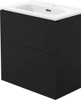 Kúpeľňový nábytok DEANTE - Prizma čierna kúpeľňová skrinka, s umývadlom - 60 cm; STNU6U6U6M