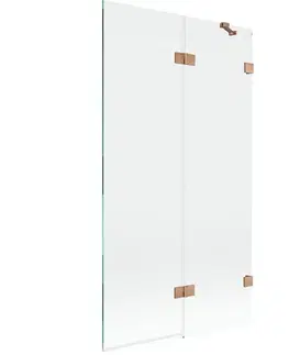 Sprchové dvere MEXEN/S - Lunar vaňová zástena 2-krídlová pravá 100 x 150, transparent, meď kartáčovaná 897-100-100-65-00-P